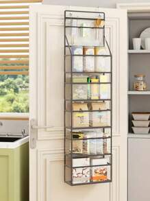 1 件简单创意门上储物袋，可折叠便携式衣柜/橱柜/包/配件收纳袋，多隔层面料防尘衣柜挂袋，适用于沐浴用品、卧室收纳、食品和衣物收纳