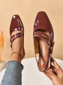 女式新款平底舒适百搭柔软外底双带加大码乐福鞋