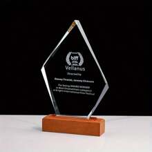 1pc Customizable Engraved Glass Trophy With Laser-Cut Photo, Suitable For Annual Employee And Business Event Souvenirs, Home Decor Art - Wood/Glass, Glass Accessories, Bestseller, Winner Award