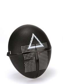 3Pcs Cartoon Survival Game Mask, Black Mesh, Triangle, Square, Circle, Suitable For Role-Playing, Soiree And Party, Ladies And Men