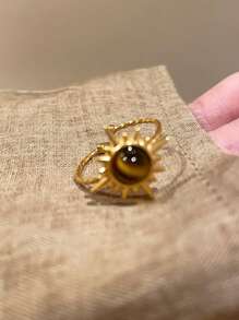 Set de 3 anillos abiertos con decoración de sol a la moda, apropiado para uso diario de mujeres