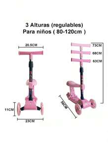 Scooter/patín de 2 niveles Tres Ruedas Con Luces - Rosa - Ver 5