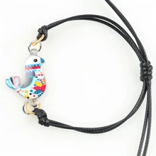 1 pieza/5 piezas Pulsera colgante de pollo miniatura colorido, elegante vintage con tema animal, hecho a mano con cordón de plástico tejido, tamaño ajustable, adecuado para uso diario y fiestas, regalo para amantes de los animales, se puede dar a familiares o amigos