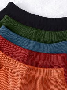 10pcs/Set Boys Casual Solid Color Waffle Knit Soft & Comfy Short Sleeve T-Shirt And Shorts Set, Outdoor Leisure Wear, Spring/Summer - Multicolor - View 5