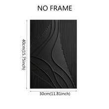 Arte de lienzo abstracto 2D con líneas negras sin marco y detalles texturizados - Decoración de pared minimalista y texturizada para dormitorio, sala de estar o pasillo - Multicolor - Ver 7