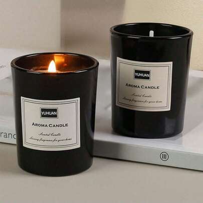 1 件装精油香薰蜡烛，室内家用大豆蜡烛，香氛礼品，小黑杯