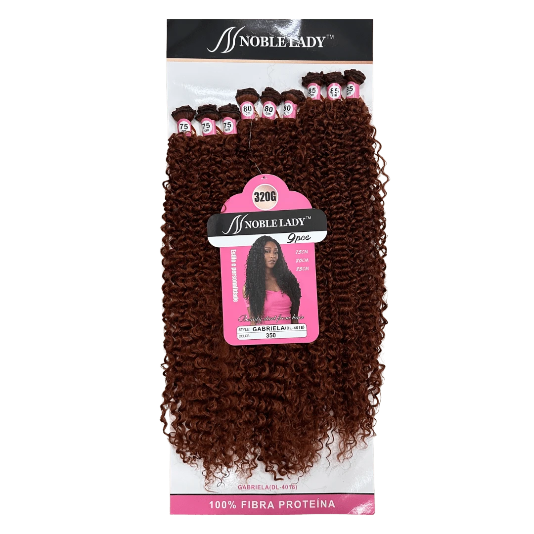 Noble Lady Cabelo Cacheado Gabriela Fibra de Proteína 85cm Qualidade Premium 320g e 9 telas - Bronze - Visão 1