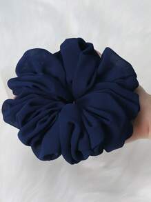 1pc Solid Color Chiffon Lining Scrunchie Hair Tie