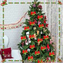Christmas Green Plush Ball Ornaments, Christmas Tree Ornaments Set With Hanging Loop, Christmas Hanging Decor - Green - View 3