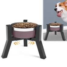 Metal Raised Dog Bowl Stand For Extra Large And Large Dogs, Adjustable Width For 7-10.6" Dog Food & Water Bowls, Single Tall Elevated Dog Bowls Holder (Bowl Not Included)