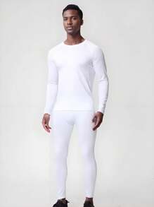 Conjunto deportivo de hombre de estilo novio con compresión elástica y transpirable, de secado rápido, apto para correr, baloncesto, ciclismo, etc. Cómodo conjunto de pantalón largo y manga larga de dos piezas