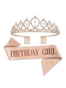 2 件套水晶皇冠头带和发梳套装，女士生日发饰，生日皇冠，生日礼物头饰，生日装饰 - 生日皇冠肩帶 - 查看 5