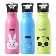 Botella de agua deportiva de acero inoxidable de 500ML para niños, portátil para actividades al aire libre, ciclismo, camping y bicicleta - Azul - Ver 4