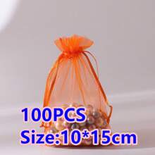 10/50/100pcs Medium Size: 10*15cm Organza Gift Packaging Bags, Wedding Candy Bags, Wedding Favor Bags, Gift Packaging Supplies, Organza Bags For Wedding & Celebration Gift Packaging - Multicolor - View 48