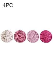Juego de 4/8 posavasos tejidos, individuales redondos tejidos, manteles aislantes, posavasos hechos a mano con bandeja, juego de posavasos absorbentes, estilo bohemio (sin estante), manteles aislantes, salvamanteles para el hogar resistentes al escalado