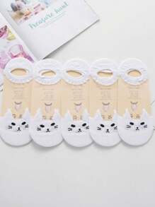 3/5 Pairs Women Cute Cartoon Cat Ankle Socks - Ultra Thin, Breathable, Invisible Low-Cut Design, Black/White/Gray Colors, Suitable For Summer, Casual Wear | Cartoon Cat Design | Flexible Socks - Multicolor - View 10