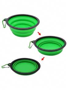 1pc Outdoor Portable Collapsible Pet Bowl, Slow Feeder Bowl, Travel Bowl, Silicone Hanging Dog/Cat Water/Food Bowl With Hook, Convenient For Walking Dogs And Feeding