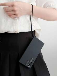 Black TPU Thickened Smooth Silk Liquid Silicone Case - Ultra Thin Soft Shockproof Phone Case, + Anti Lost Hand Strap Compatible With IPhone 16/16 Pro/16 Pro Max, S25 Ultra/S24 Ultra/S23 Ultra, HUA WEI, Xiao Mi, Redmi Note, OPPO, Vivo, Honor