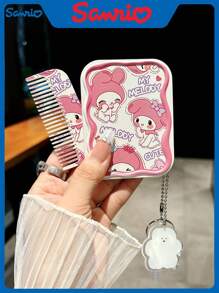 Sanrio Cute Student Small Mirror Portable Folding Makeup Mirror Dormitory Girl Dressing Mini Handheld Makeup Mirror Comb In One
