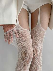 1 Pair Women's Sexy Dark Gothic Spider Web Jacquard Fishnet Pantyhose, Suitable For Halloween
