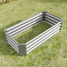 Raised Garden Bed Outdoor, 4*2*1ft Metal Planter Box, Rectangle Planter Beds For Plants, Vegetables, And Flowers. - Silver - View 4
