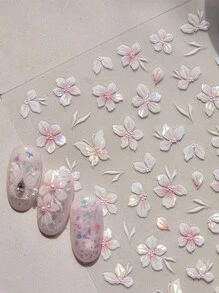 1 Stück Sakura & Schmetterling Nail Art Aufkleber - Rosa Blumen Nagel Aufkleber, selbstklebender Maniküre Dekor für Nail Art Charms, Herbst & Winter DIY.