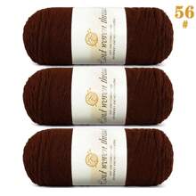 Set de 3 ovillos de hilo 100% acrílico suave y cómodo de 5 hebras [1 paquete de 570g/3 ovillos] adecuado para tejer a crochet mantas DIY, ropa, bolsos, pantuflas y otras manualidades