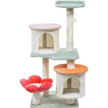 42.7 Inch Flower Tower Condo Furniture Apartment Plush Habitat Kitten Amusement Platform Multi-Level With Scratch Posts Toy Pet House Play For Indoor Cats
