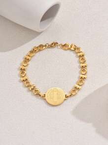 1 chiếc vòng tay chuỗi chữ thập rỗng hình học bằng thép không gỉ cổ điển, thích hợp cho tiệc tùng, lễ hội, tụ họp - Vàng - Xem 3