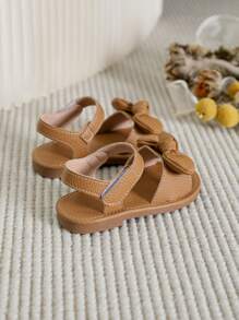 1 par de sandalias casuales con lazo decorativo para niñas, apropiadas para el verano - Marrón - Ver 3