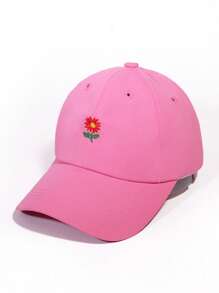 1 pieza Gorra de béisbol con bordado floral unisex para niños, linda y versátil, corona suave, ala curva, transpirable, para deportes al aire libre, campamento, protección solar
