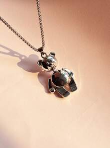 Men's 1pc Anti-War & Peace Bear Unisex Hip Hop Long Pendant Necklace, For Jewelry Gift And Party