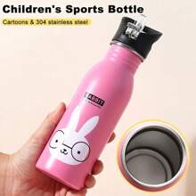 Botella de agua deportiva de acero inoxidable de 500ML para niños, portátil para actividades al aire libre, ciclismo, camping y bicicleta - Azul - Ver 3