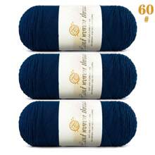 Set de 3 ovillos de hilo 100% acrílico suave y cómodo de 5 hebras [1 paquete de 570g/3 ovillos] adecuado para tejer a crochet mantas DIY, ropa, bolsos, pantuflas y otras manualidades