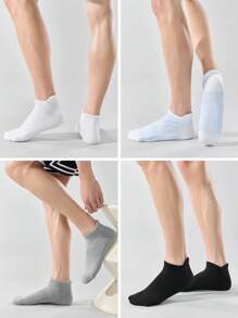 4/3/1 Pair Men's Solid Color Breathable Moisture Wicking Mesh Running Socks, Casual Sports Socks Suitable For Leisure Activities And Exercise, Summer