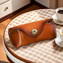 BAINESS 1 件男女通用复古鞣制真皮便携式旅行眼镜盒，手工真皮太阳镜/眼镜收纳盒，可配腰带 - A - 查看 16