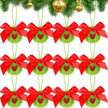 Christmas Green Plush Ball Ornaments, Christmas Tree Ornaments Set With Hanging Loop, Christmas Hanging Decor - Green - View 1