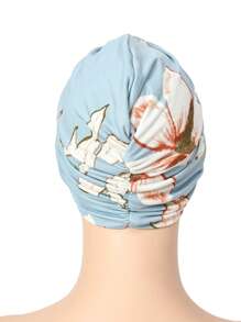 1pc Floral Print Beanie Hat For Women, Elastic Polyester Turban Cap With Twist Design, Fashionable Hair Protection Headwear For All Seasons, Travel & Daily Wear, Daily Wear Cap | Floral Print Hat | Polyester Cap - Multicolor - View 10