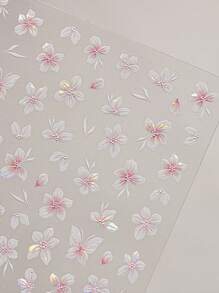 1 Stück Sakura & Schmetterling Nail Art Aufkleber - Rosa Blumen Nagel Aufkleber, selbstklebender Maniküre Dekor für Nail Art Charms, Herbst & Winter DIY.