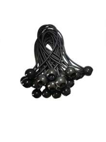 10pcs Black Plastic Ball Cord, Outdoor Tent Rope, Trampoline, Hammock, Beach Net Elastic Rope, Multi-Purpose Tie Strap