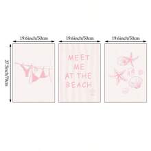 1/3 bức tranh tường nghệ thuật bãi biển Gặp tôi ở bãi biển Tranh in vải canvas, Trang trí bờ biển cho phòng ngủ, phòng khách hoặc văn phòng, Tường phòng trưng bày màu hồng, Áp phích vỏ sò, Quà tặng cho cô ấy, Không có khung - Nhiều màu - Xem 15