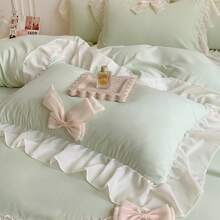 1 Peça Fronha de Laço, Adequada para Cabelo e Pele, com Fechamento em Envelope, Presente para Mulheres, Tamanho Grande e Padrão 48x74cm/50x75cm, Sem Travesseiro Interno, Rosa/Amarelo/Azul/Verde