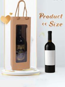 10pcs/1pc Brown Reusable Wine Bottle Gift Bags With Clear Window, Suitable For Wedding, Holiday, Birthday (Brown)