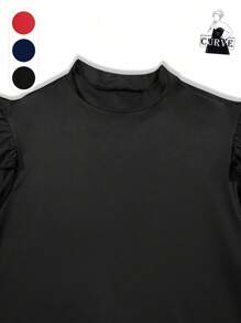 Đầm ôm dáng cổ cao tay bướm cỡ lớn, trang phục mùa hè nữ, màu đen thanh lịch. - màu đen - Xem 4