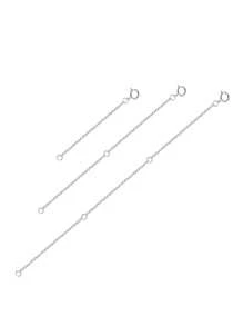 3pcs/Set S925 Sterling Silver Extender Chains, Stackable & Versatile For DIY Necklace And Bracelet Assembling, Fashionable Accessory - Silver - View 5