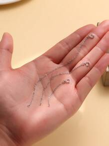 3pcs/Set S925 Sterling Silver Extender Chains, Stackable & Versatile For DIY Necklace And Bracelet Assembling, Fashionable Accessory - Silver - View 3