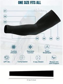 3双夏季骑行冰袖无缝透气遮阳防晒露指袖开车钓鱼男女汗袖 - 彩色 - 查看 3