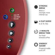 K-Select Single-Serve Pod Coffee Maker With 12oz Brew Size, Strength Control, Matte Black - Red - View 6