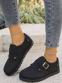 Sandalias planas casuales con diseño de hebilla ajustable para mujer