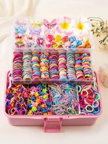 Juego de 814 piezas de accesorios para el cabello de niñas, gomas elásticas multiestilo y multicolor, lazos y flores lindos pinzas para el cabello, decoraciones de pasador de mariposa brillante, adecuado para todas las temporadas, regalo perfecto para niñas, excelente para peinados de fiesta y vacaciones